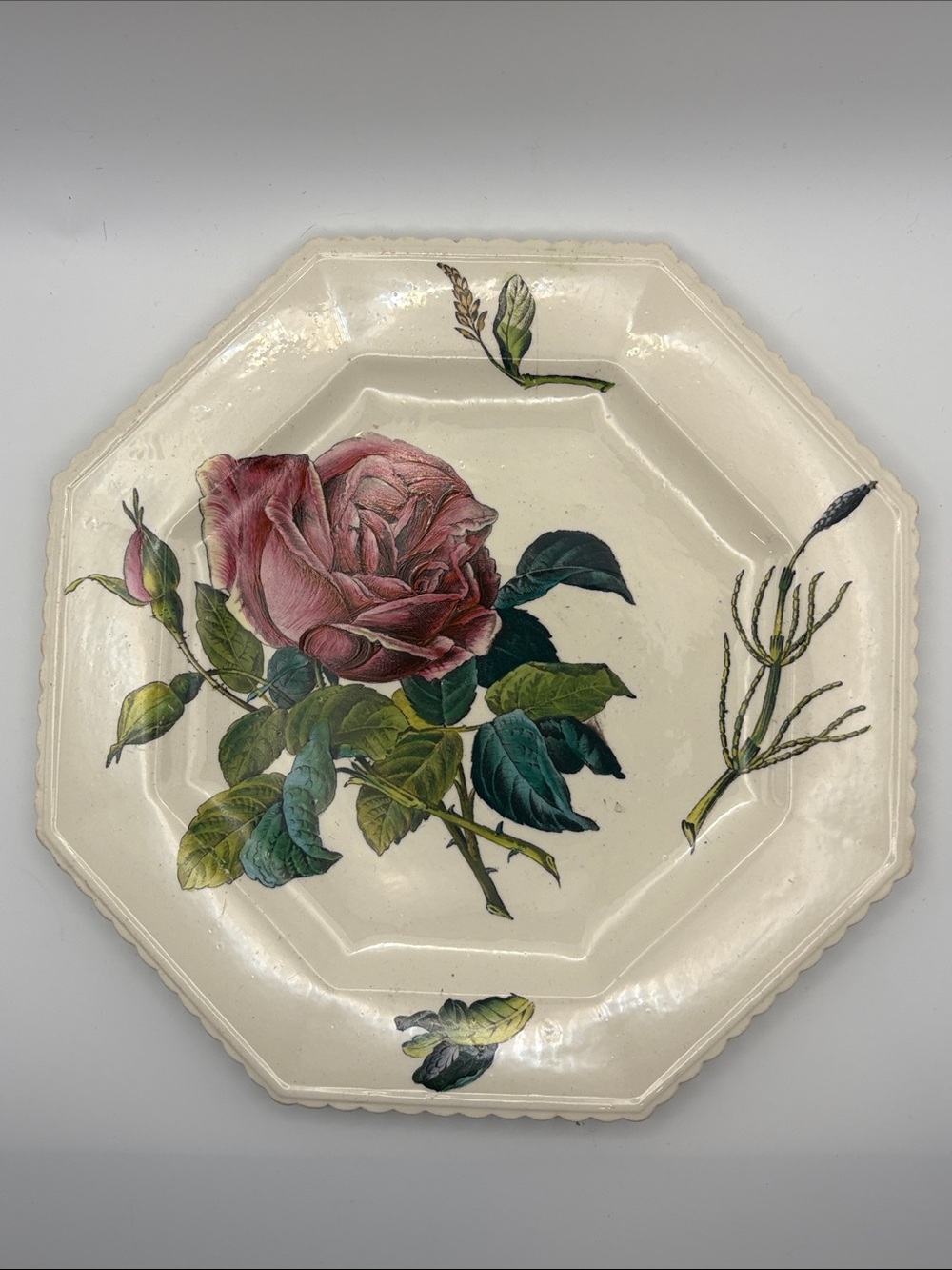 RARE 1883 Copeland Spode Octagonal Hand Painted 8.25" Plate